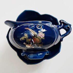 Vintage Hand-painted Japanese Scalloped Sugar Bowl & Creamer